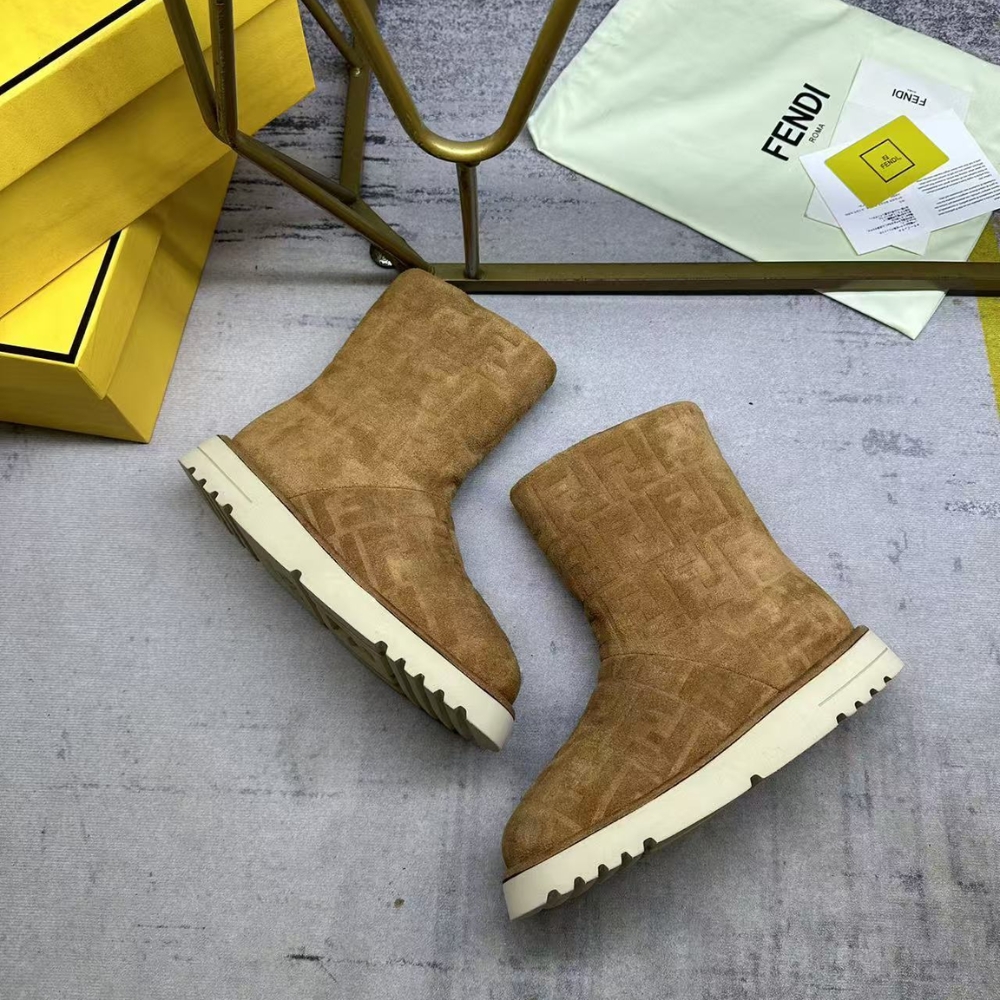 Fendi Apres Chic Brown Ff Chamois Low Boots 8T8606Asa1F0C23 - Image 6