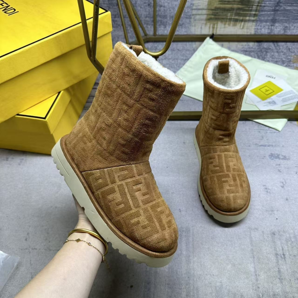 Fendi Apres Chic Brown Ff Chamois Low Boots 8T8606Asa1F0C23 - Image 5