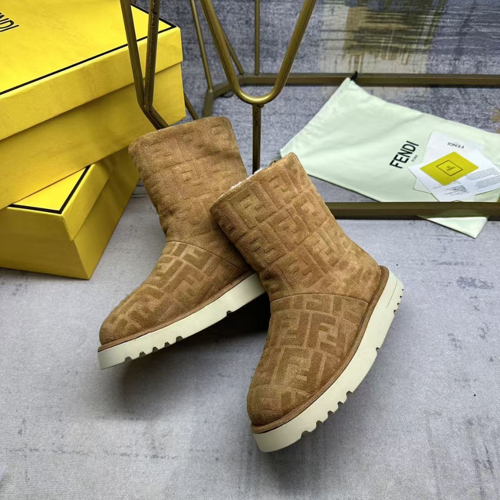 Fendi Apres Chic Brown Ff Chamois Low Boots 8T8606Asa1F0C23 - Image 4