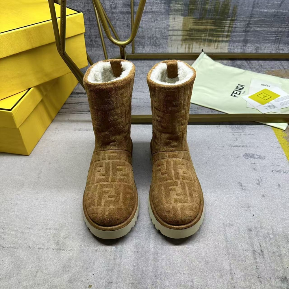 Fendi Apres Chic Brown Ff Chamois Low Boots 8T8606Asa1F0C23 - Image 3