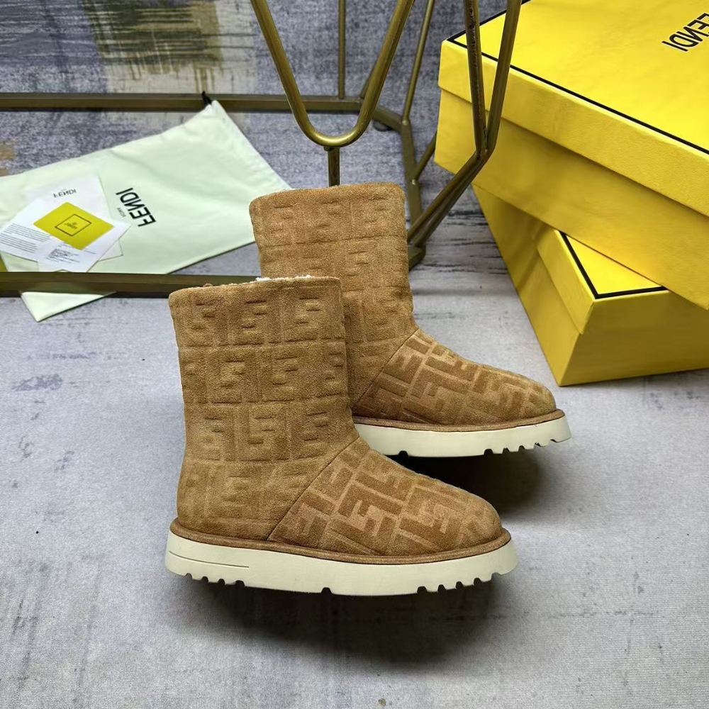 Fendi Apres Chic Brown Ff Chamois Low Boots 8T8606Asa1F0C23 - Image 2