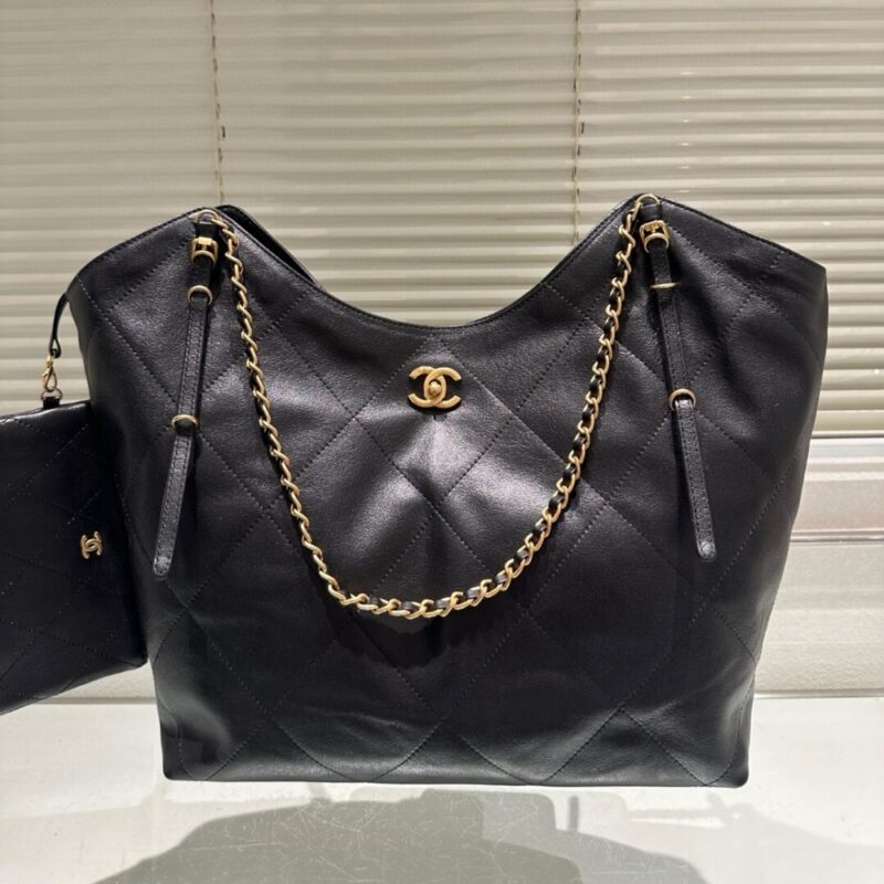 Alternative view of Chanel Medium Shopping Bag And Gold Tone Metal Black 35Cm As5463 B20565 94305