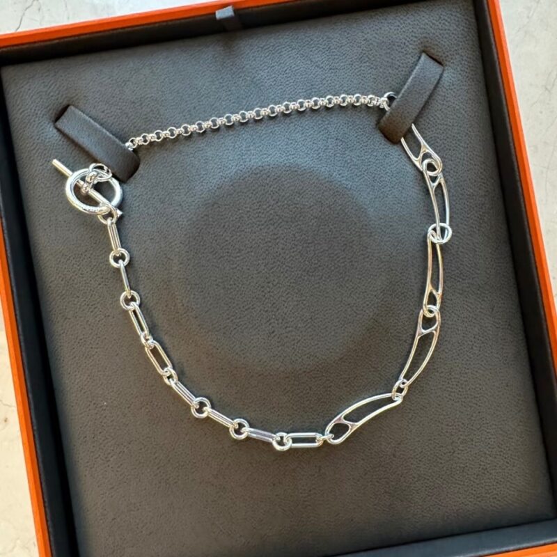 Alternative view of Hermes Chaine Dancre Punk Necklace Silver H121205B 00Sh