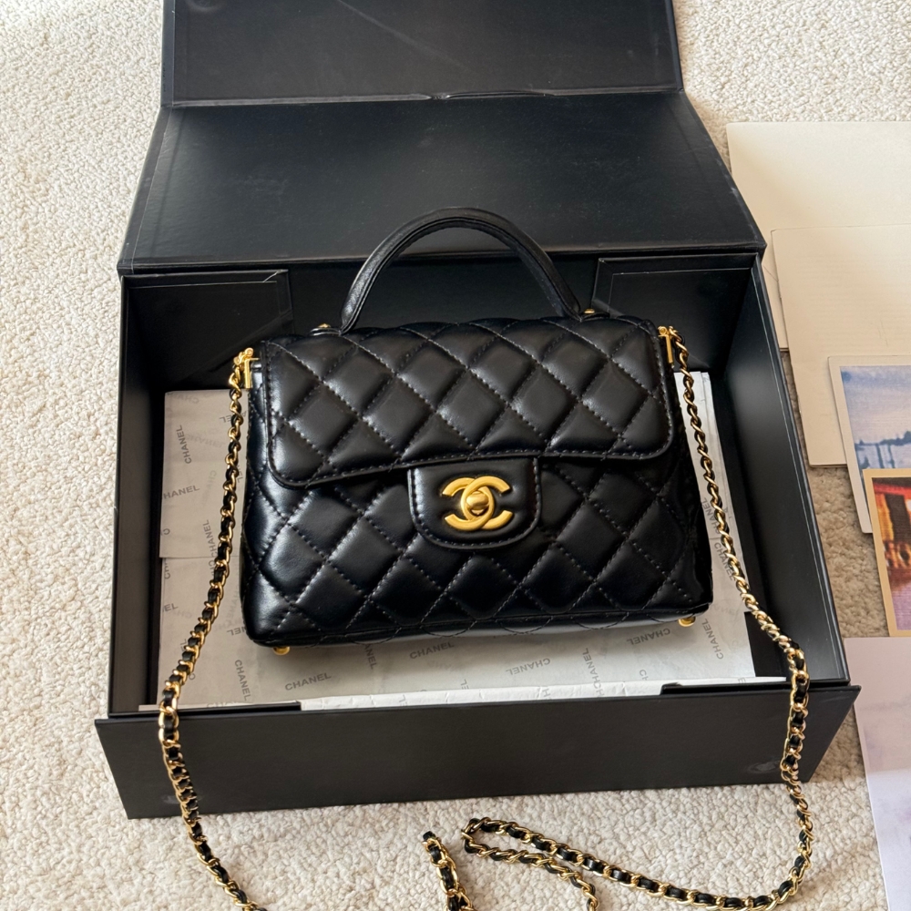 Chanel Mini Flap Top Handle Bag And Gold Metal Black 20Cm AS5355 B19386 94305 - Image 2