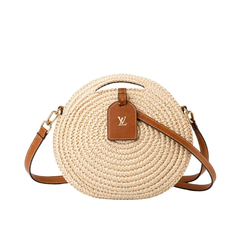 Louis Vuitton Around Me Shoulder Bag Raffia White 28Cm M25243
