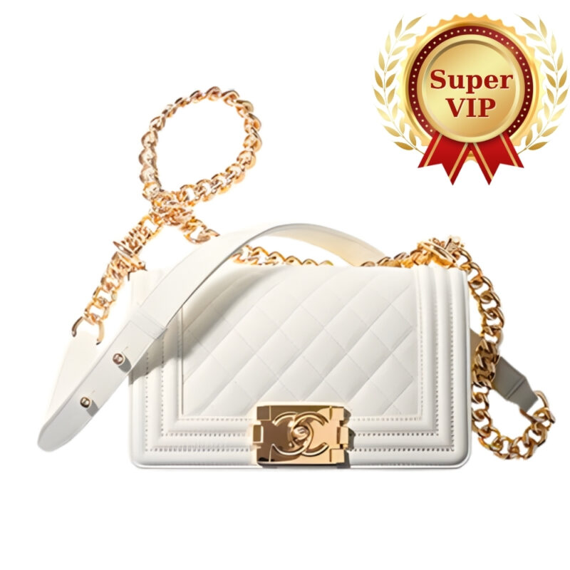 [Super Vip 1:1] Chanel Large Boy Handbag White 25Cm A67086 B06643 10601