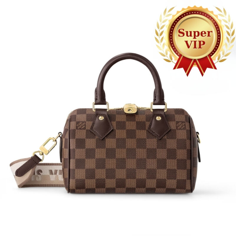 [Super Vip 1:1] Louis Vuitton Speedy Bandoulière 20 Bag Damier Ebene Coated Canvas Brown 20Cm N40489