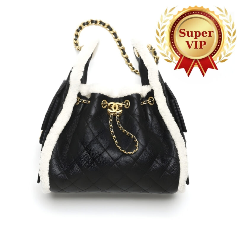 [Super Vip 1:1] Chanel 25 Small Handbag Gold Tone Metal Black And White 26Cm As5293 B22309 U4139