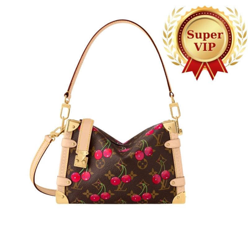 [Super Vip 1:1] Louis Vuitton X Murakami Side Trunk MM Monogram Cerise Brown 23Cm M14278