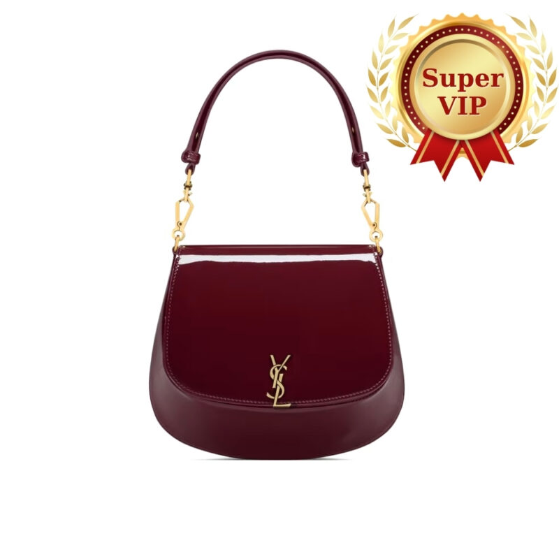 [Super Vip 1:1] Saint Laurent Mini Voltaire Top Handle Bag In Patent Leather Dark Red Wine 21Cm 800846Bmiiw6413