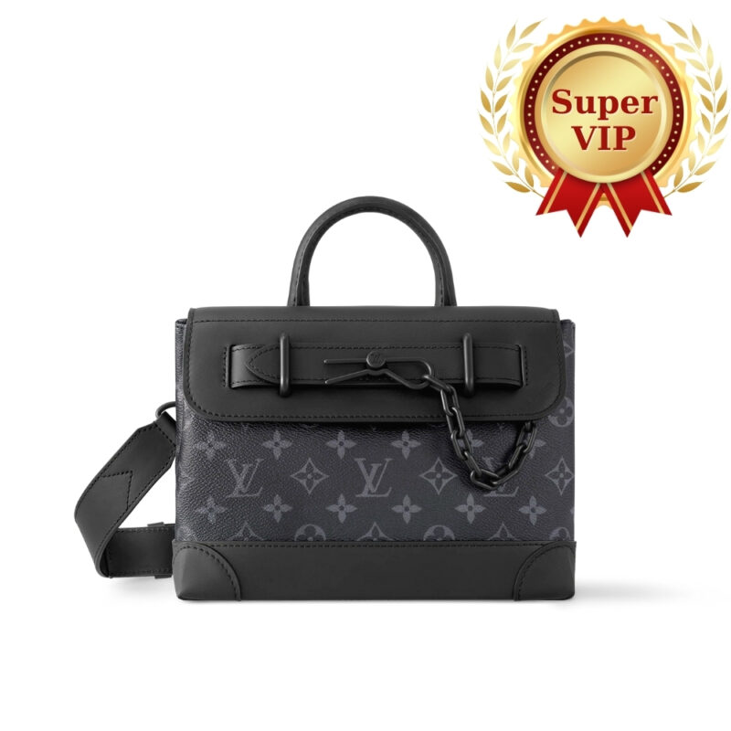 [Super Vip 1:1] Louis Vuitton Steamer PM Monogram Eclipse Canvas Black 25Cm M46953