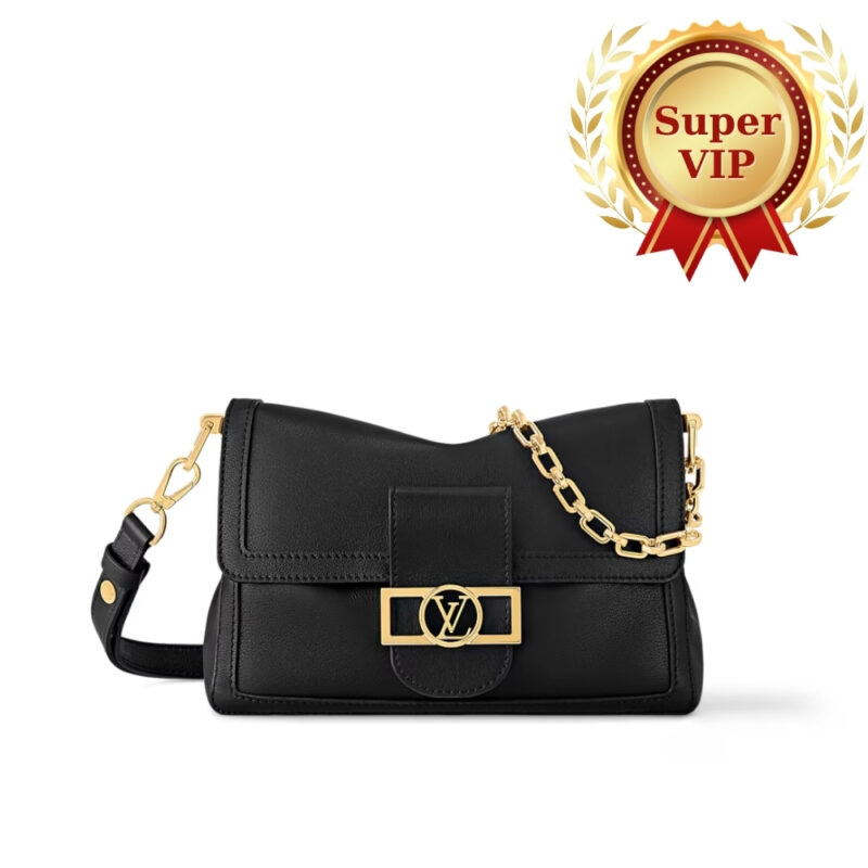 [Super Vip 1:1] Louis Vuitton Dauphine Soft MM Calfskin Black 24Cm M25209
