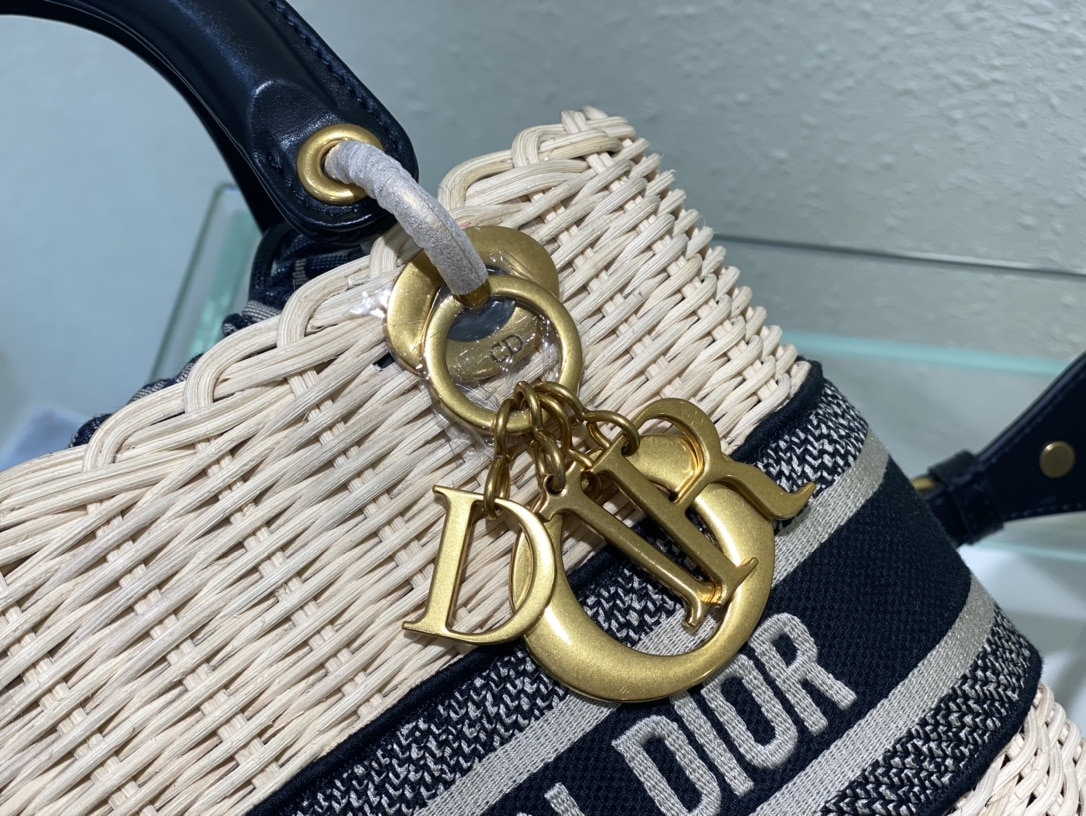 GIFT SET: DIOR MEDIUM LADY WICKER NAVY BLUE & BOBBY BRIM BLACK HAT - Image 6