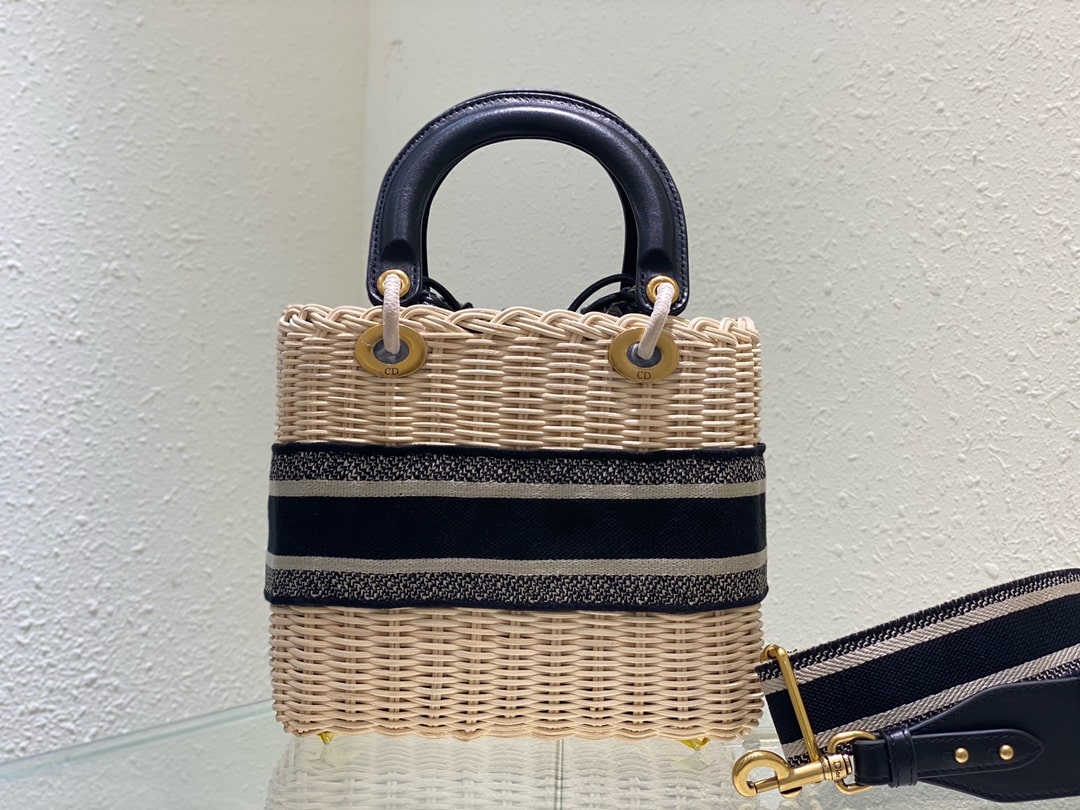 GIFT SET: DIOR MEDIUM LADY WICKER NAVY BLUE & BOBBY BRIM BLACK HAT - Image 4