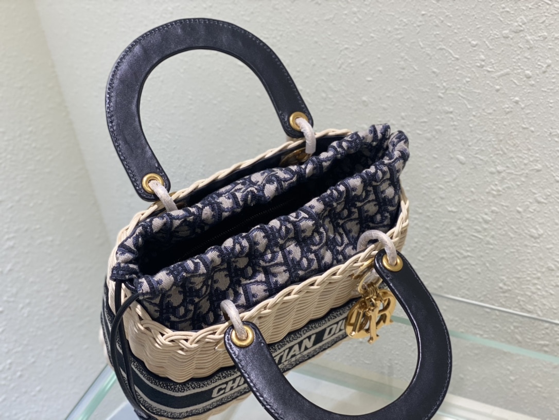 GIFT SET: DIOR MEDIUM LADY WICKER NAVY BLUE & BOBBY BRIM BLACK HAT - Image 5