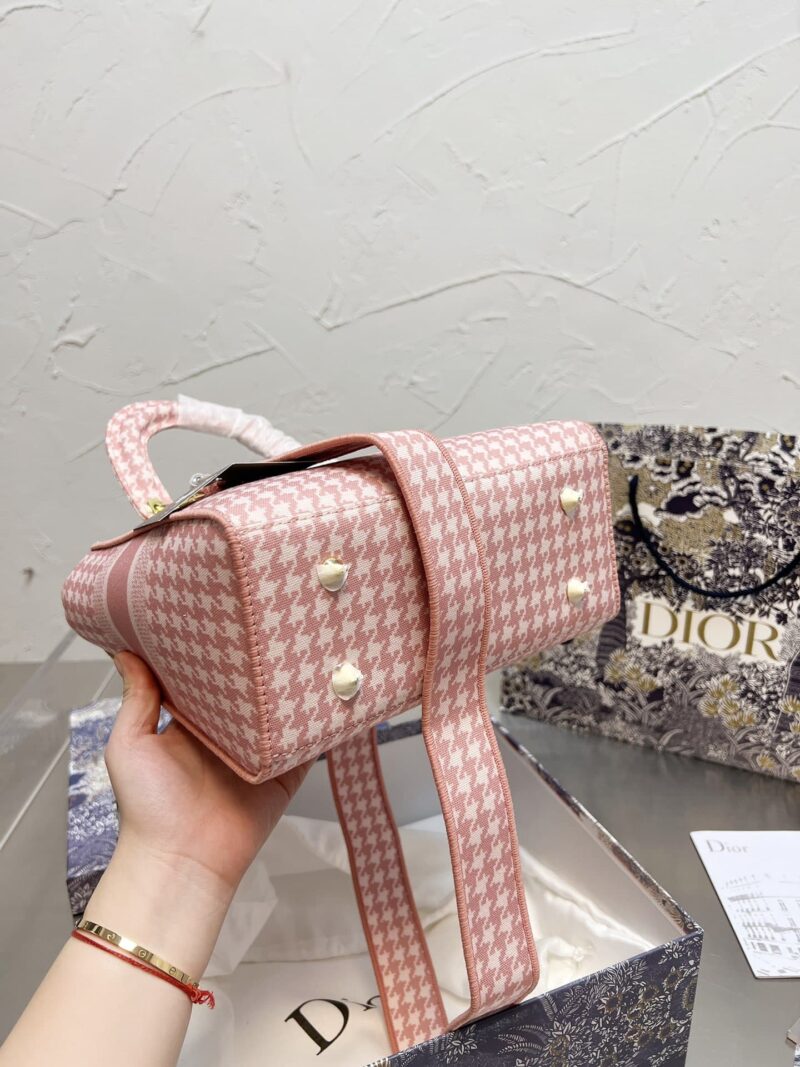 Alternative view of DIOR LADY D-LITE BAG HOUNDSTOOTH EMBROIDERY PINK 24CM
