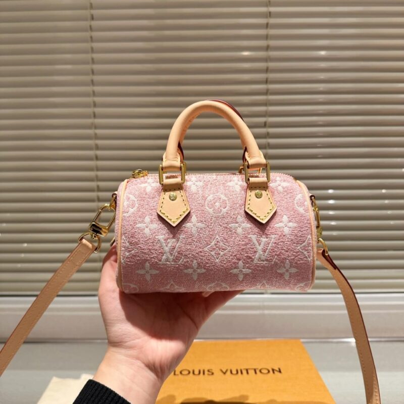 Alternative view of Louis Vuitton Nano Speedy Monogram Jacquard Denim Pink 17Cm M81213