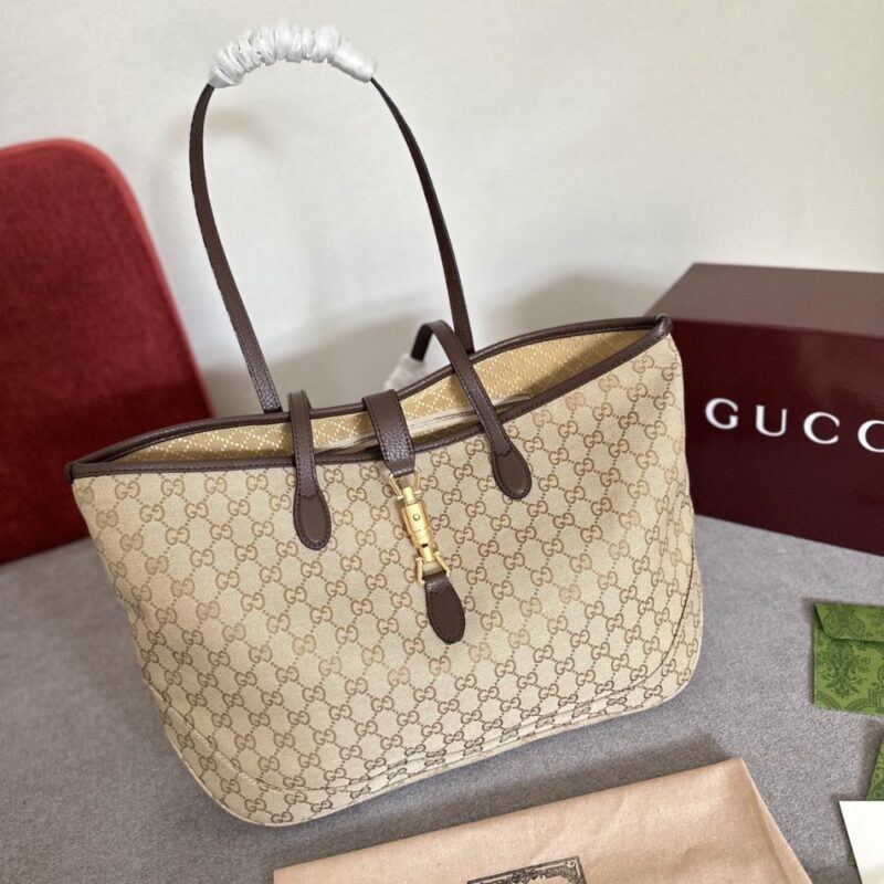 Alternative view of Gucci Jackie Large Tote Bag Sand And Dark Brown 45Cm 867014 FAFV2 9651