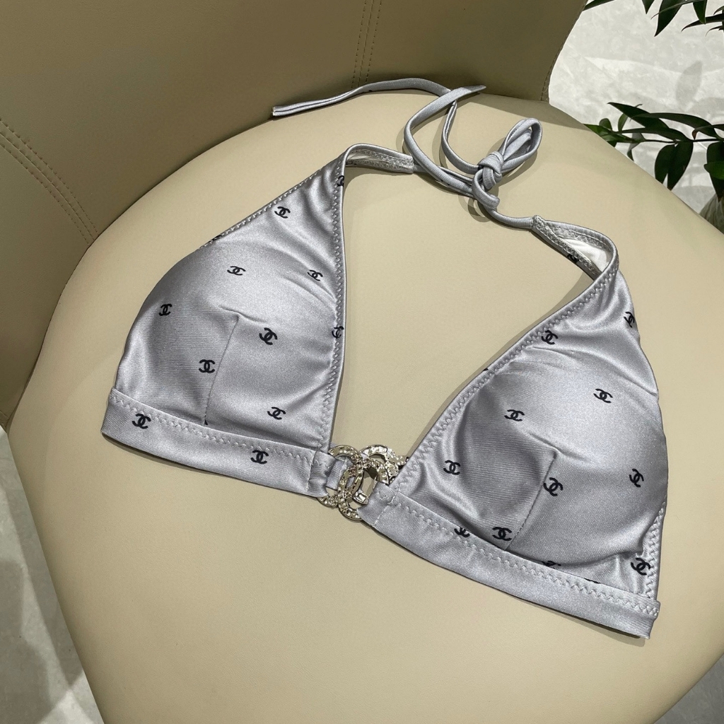 Chanel CC Logo Bikini Set Light Grey - Image 5