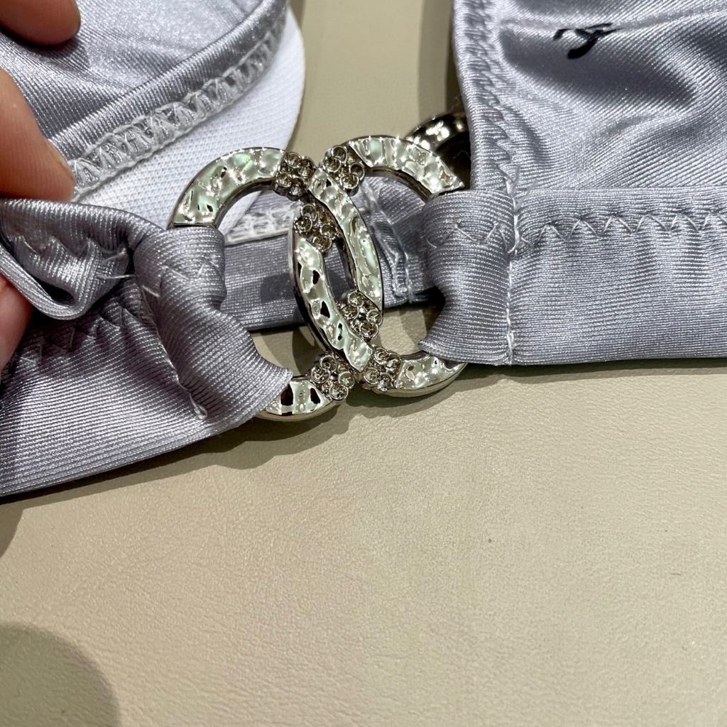 Chanel CC Logo Bikini Set Light Grey - Image 6