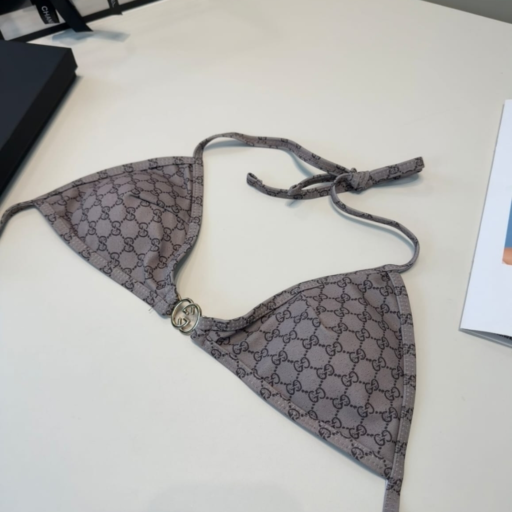 Gucci Printed GG Stretch Jersey Bikini Dark Grayish Purple - Image 5