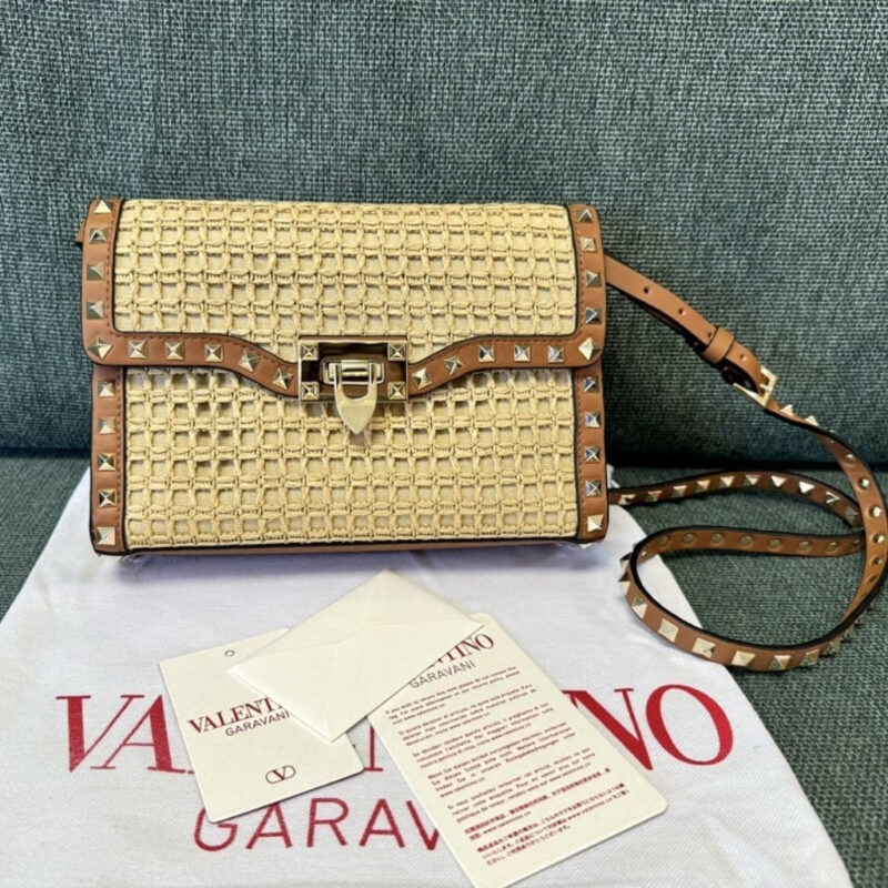 Alternative view of [Super Vip 1:1] Valentino Garavani Rockstud Small Raffia Shoulder Bag Natural 22cm 8W2B0R43UEN 43S