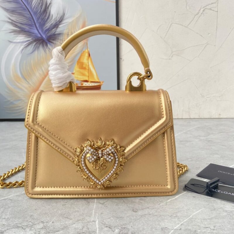 Alternative view of [Super Vip 1:1] Dolce Gabbana Small Devotion Bag In Nappa Mordore Leather Gold 19Cm BB6711A101687503
