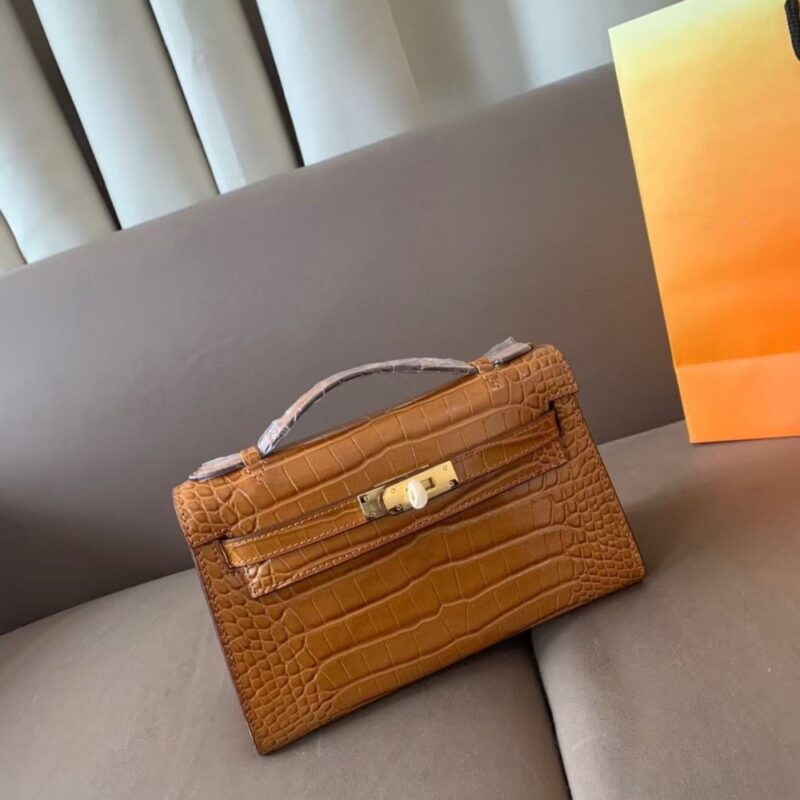 Alternative view of Hermès Kelly Pochette Mississippi Tabac Camel 22cm