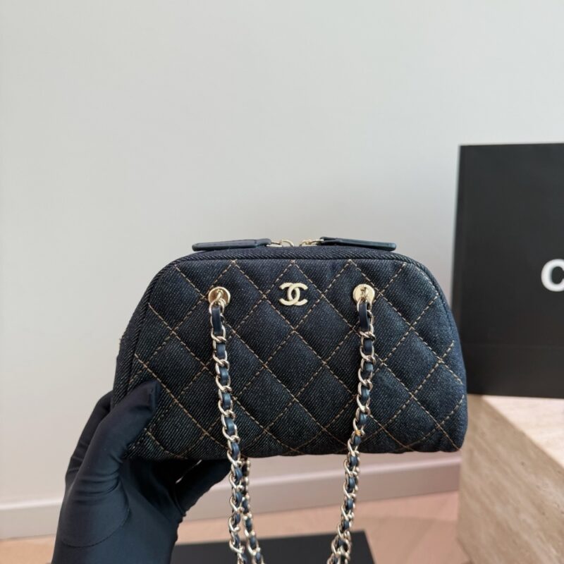 Alternative view of Chanel Clutch With Strap Gold Metal Denim Blue 20cm