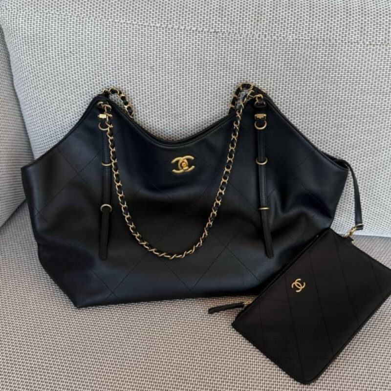 Alternative view of Chanel Shopping Bag And Gold Tone Metal Black 33Cm AS5463 B20565 94305