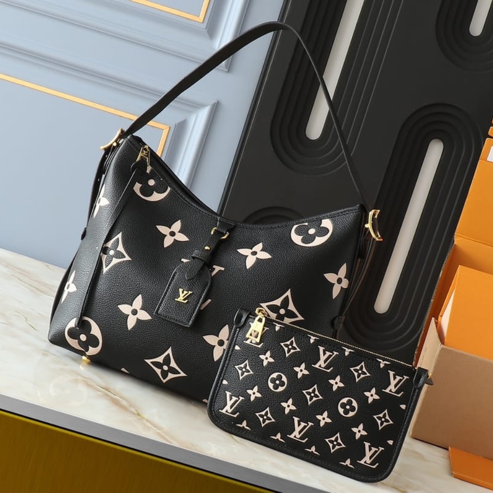 Louis Vuitton Carryall PM Bicolor Monogram Empreinte Black Beige 29Cm - Image 2