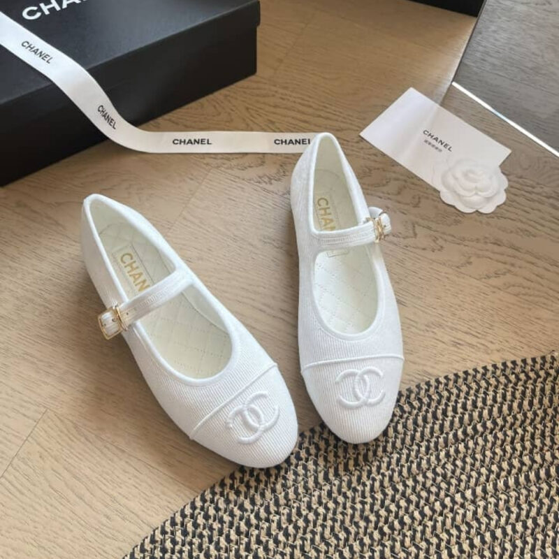 Alternative view of Chanel Mary Janes Knit Fabric White