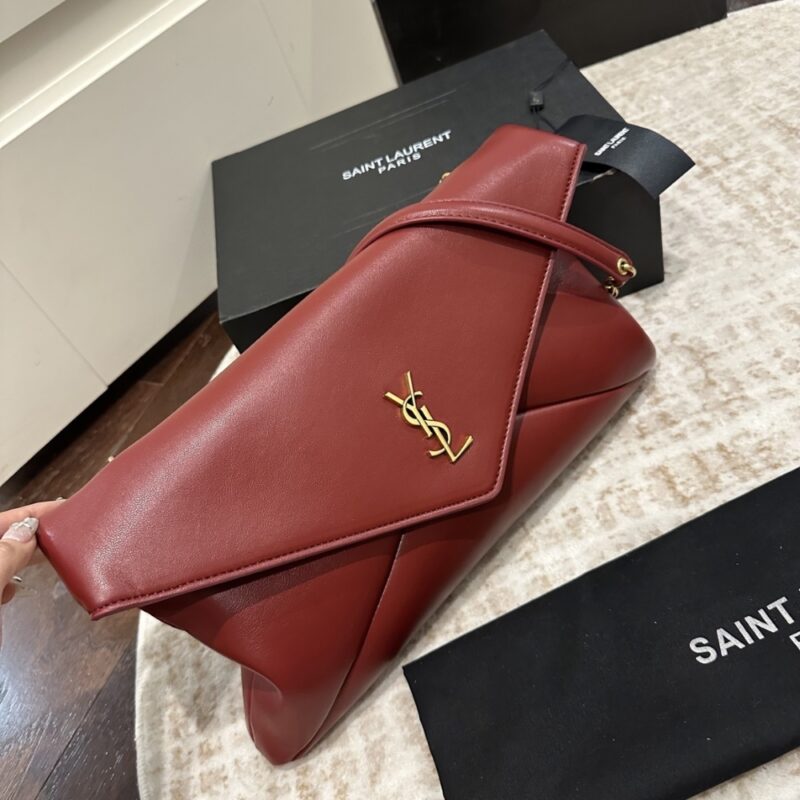 Alternative view of Saint Laurent Cassandre XXL Pouch On Chain In Shiny Leather Red 35Cm 855802AADOO6195