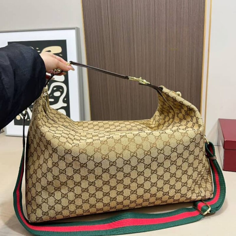 Alternative view of Gucci Brera Large Crossbody Bag Sand And Dark Brown GG Canvas 48Cm 864485 FAFV9 9653