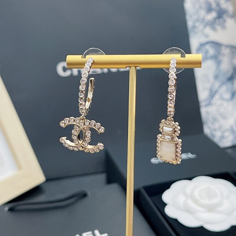 Alternative view of Chanel Cc And Perfume Bottle Hoop Earrings