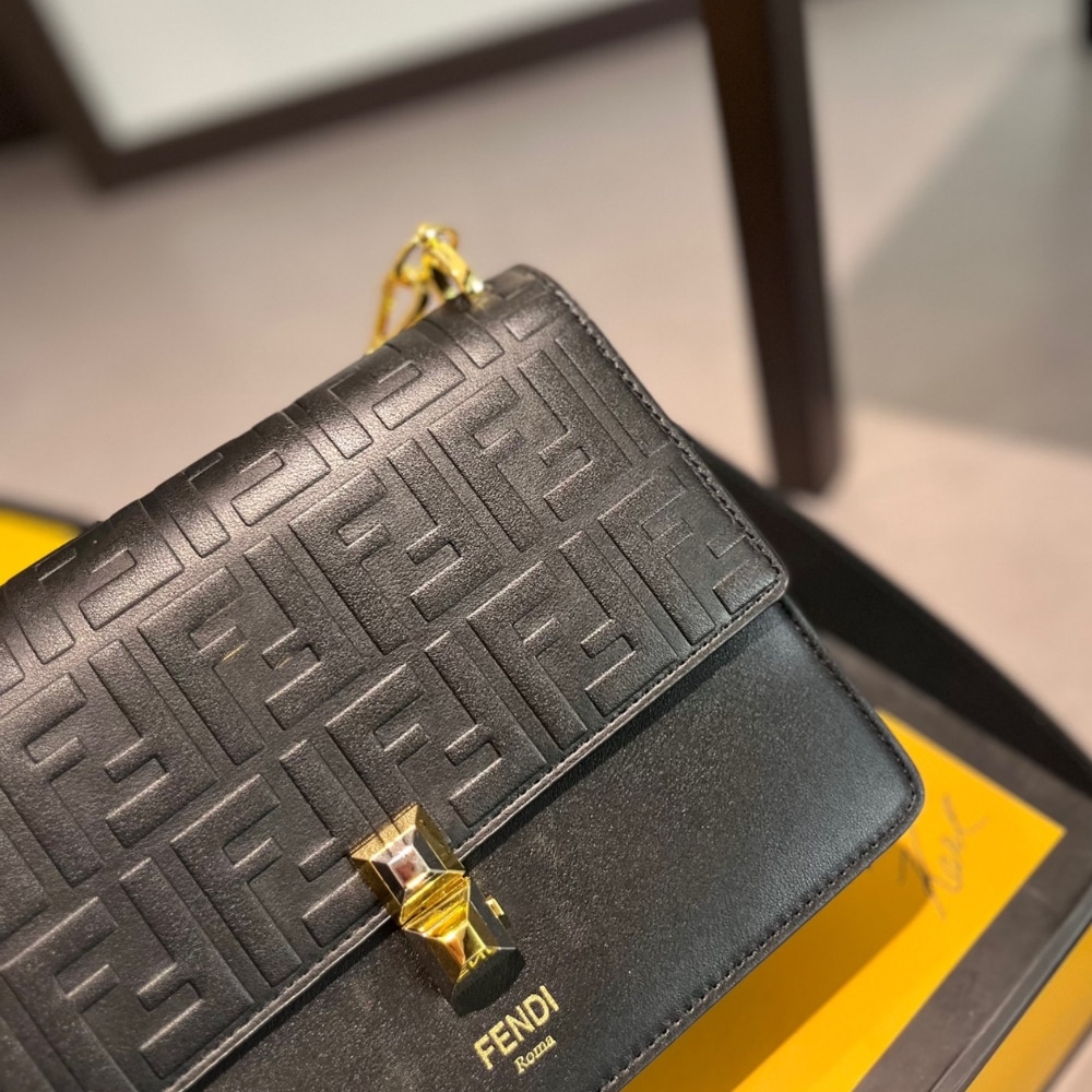 Fendi Diagonal Flat Pouch Ff Jacquard Fabric Bag Black And Grey 26Cm - Image 6