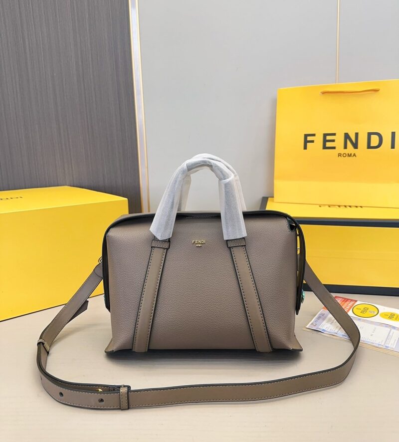 Alternative view of Fendi Boston 365 Dove Grey Leather Bag 26Cm 8Bl152Apzaf11Ws