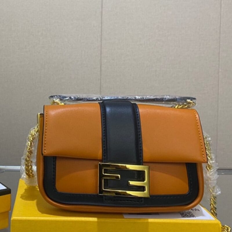 Alternative view of Fendi Women Mini Baguette Chain Shoulder Bag Brown 19Cm