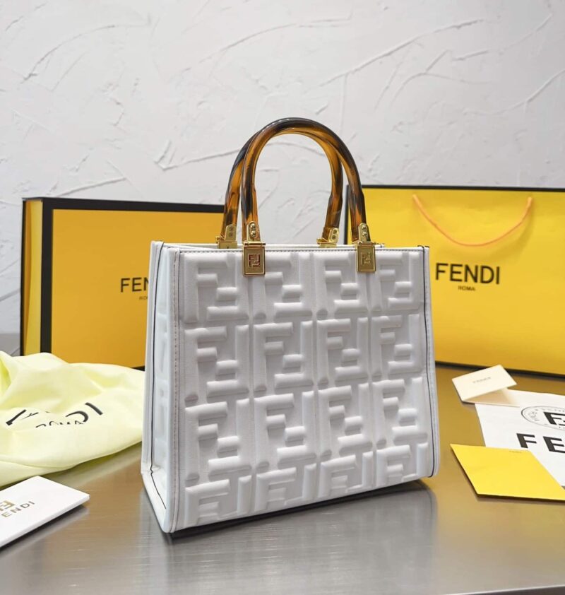 Alternative view of Fendi Sunshine Small White Leather Shopper 25Cm 8Bh394Amcvf0Qvl