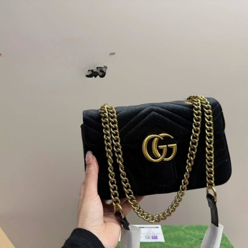 Alternative view of Gucci Marmont Velvet Shoulder Bag Black 21Cm