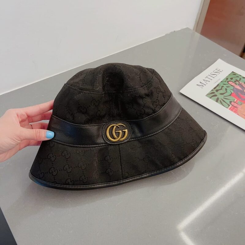 Alternative view of Gucci Canvas Bucket Hat With Double G Black 576587 4Hg53 1060