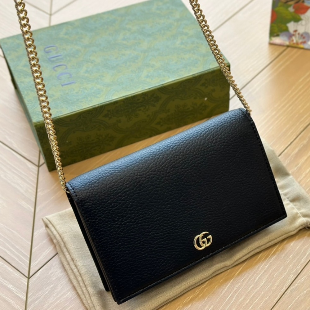 Gucci Gg Marmont Wallet On Chain Black Leather 20Cm 497985 Cao0G 1000 - Image 2