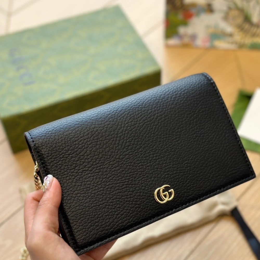 Gucci Gg Marmont Wallet On Chain Black Leather 20Cm 497985 Cao0G 1000 - Image 3