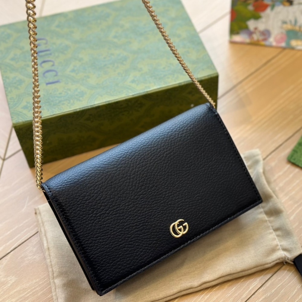 Gucci Gg Marmont Wallet On Chain Black Leather 20Cm 497985 Cao0G 1000 - Image 4