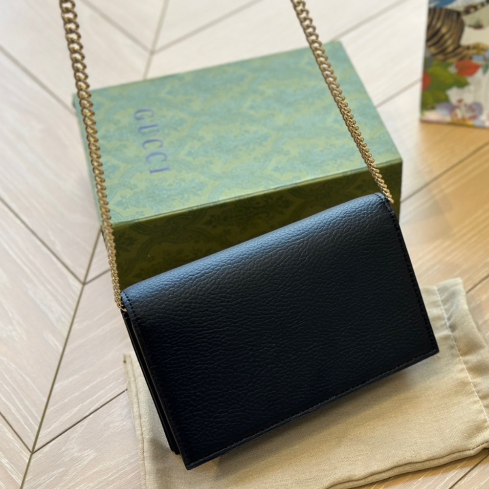 Gucci Gg Marmont Wallet On Chain Black Leather 20Cm 497985 Cao0G 1000 - Image 7