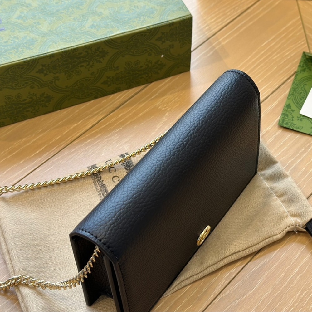 Gucci Gg Marmont Wallet On Chain Black Leather 20Cm 497985 Cao0G 1000 - Image 9