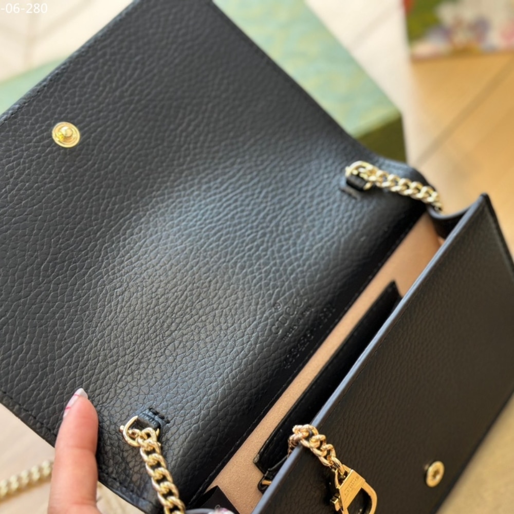 Gucci Gg Marmont Wallet On Chain Black Leather 20Cm 497985 Cao0G 1000 - Image 10