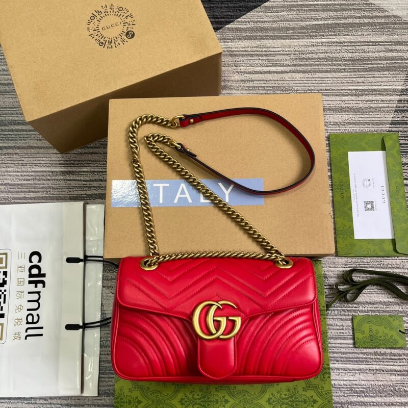 Alternative view of Gucci Gg Marmont Medium Shoulder Bag Red 26Cm 443496 Aabzc 6832