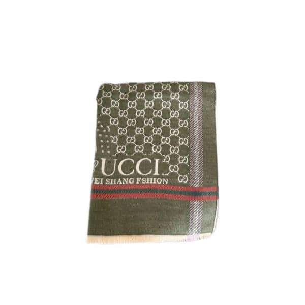 Gucci Gg Jacquard Pattern Knit Scarf Green