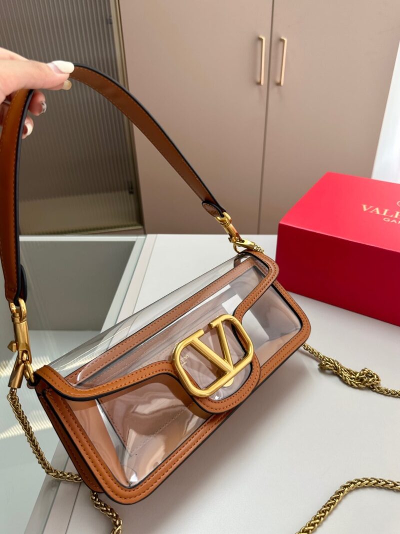 Alternative view of Valentino Garavani Locò Pvc And Leather Shoulder Bag Brown 24Cm